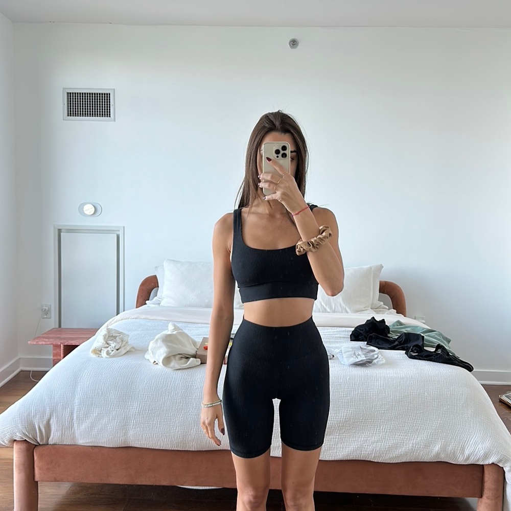 Onia Black Ribbed Workout Set
